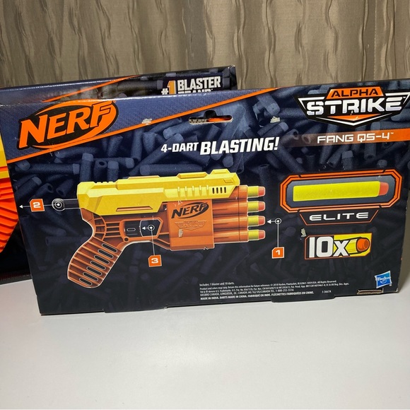 Set of 2 NIB NERF Alpha Strike FANG QS - 4 Dart BLASTER With 10 Elite DARTS - Picture 4 of 9